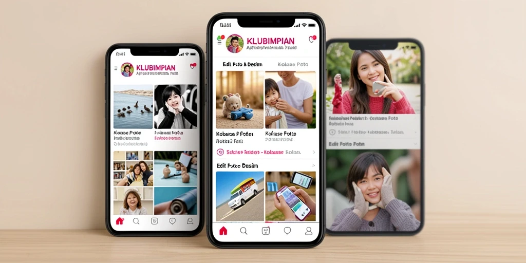 Tampilan antarmuka KLUBIMPIAN yang memudahkan pengguna dalam membuat kolase foto.