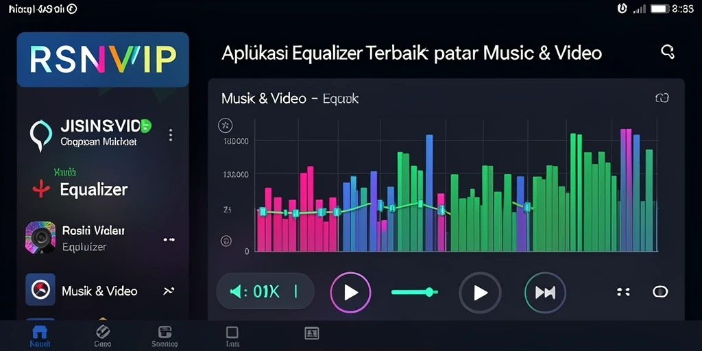 Antarmuka RSNVIP dengan berbagai pengaturan Equalizer yang menarik.