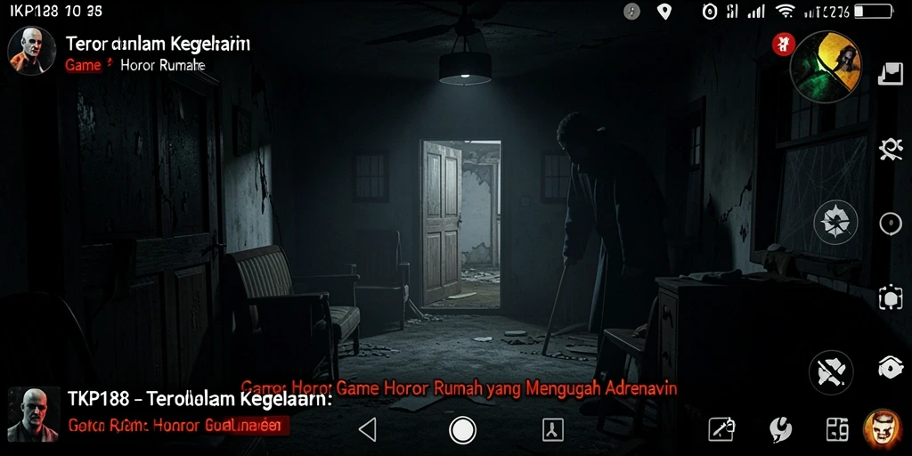 Tampilan mencekam dari interface TKP188 yang menggambarkan suasana Horor Rumah.