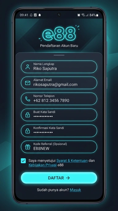 Cara Mudah Daftar Akun e88 di Android